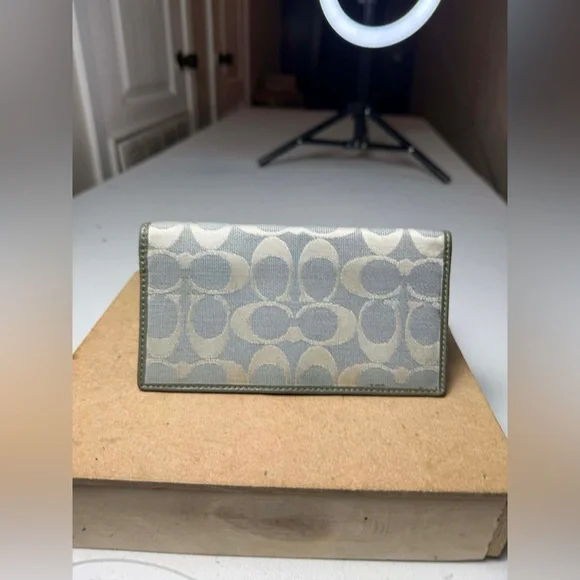 Vintage Coach Checkbook Leather Wallet Cosmetic Wristlet Various damaged - Picture 10 of 11